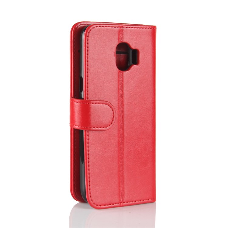 For Samsung Galaxy J2 Pro 2018 Crazy Horse Stand Leather Mobile Phone Shell - Red-7