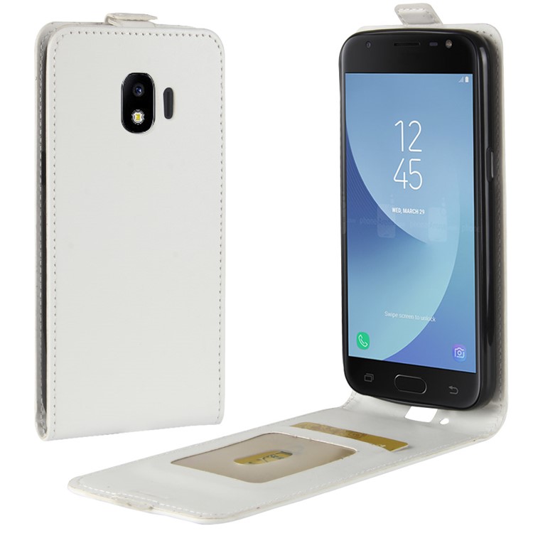 Crazy Horse Vertical Leather Card Holder Cover for Samsung Galaxy J2 Pro 2018 - White-1