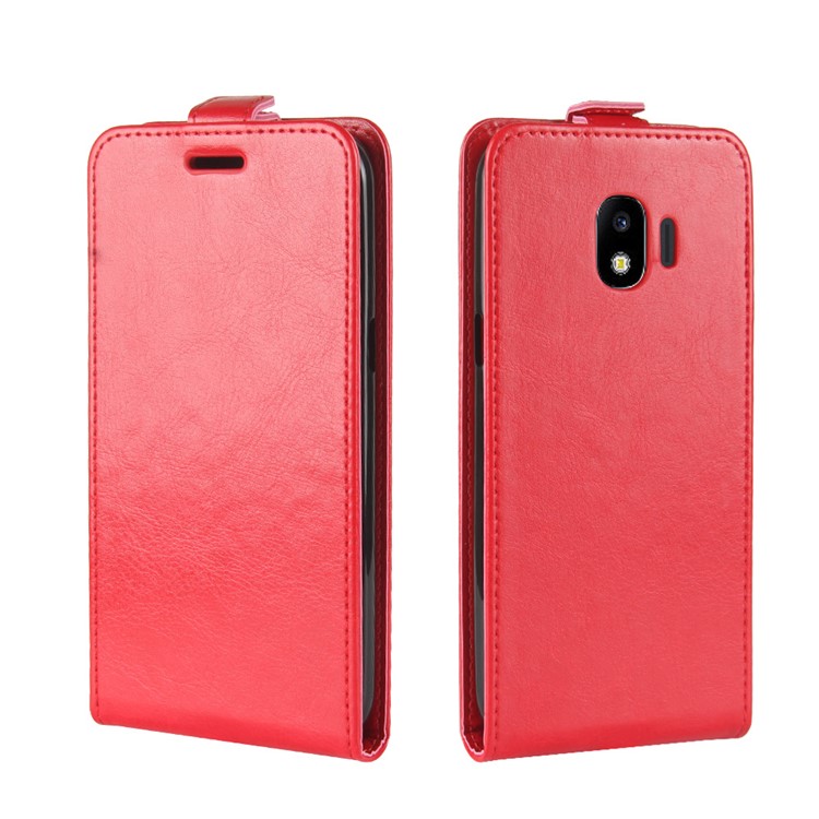Crazy Horse Vertical Leather Case with Card Slot for Samsung Galaxy J2 Pro 2018 - Red-4