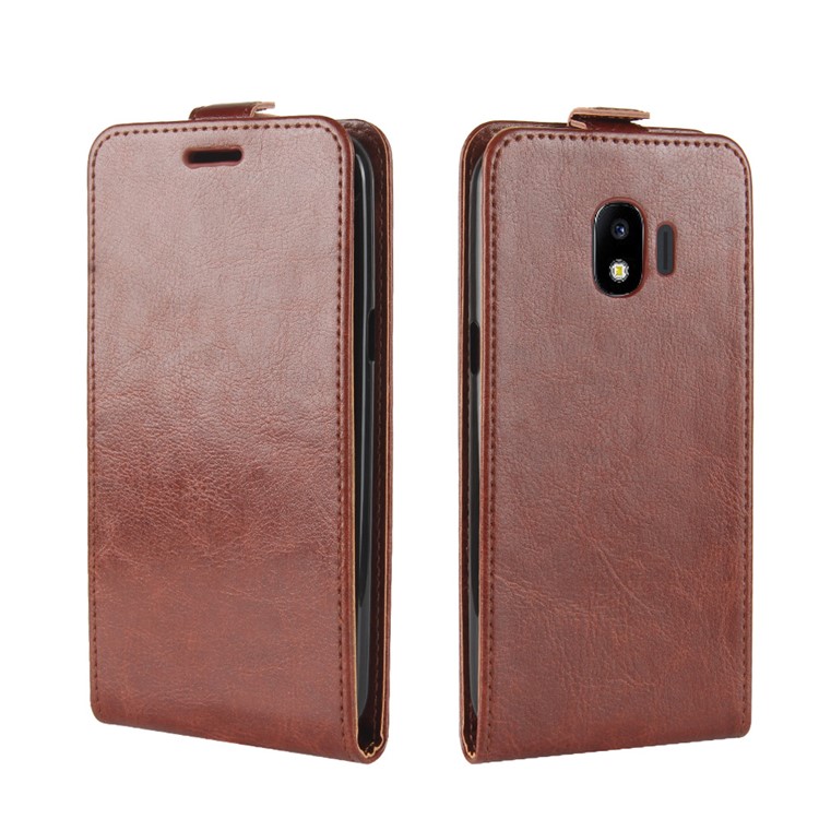 Crazy Horse Vertical PU Leather Card Holder Case for Samsung Galaxy J2 Pro 2018 - Brown-4