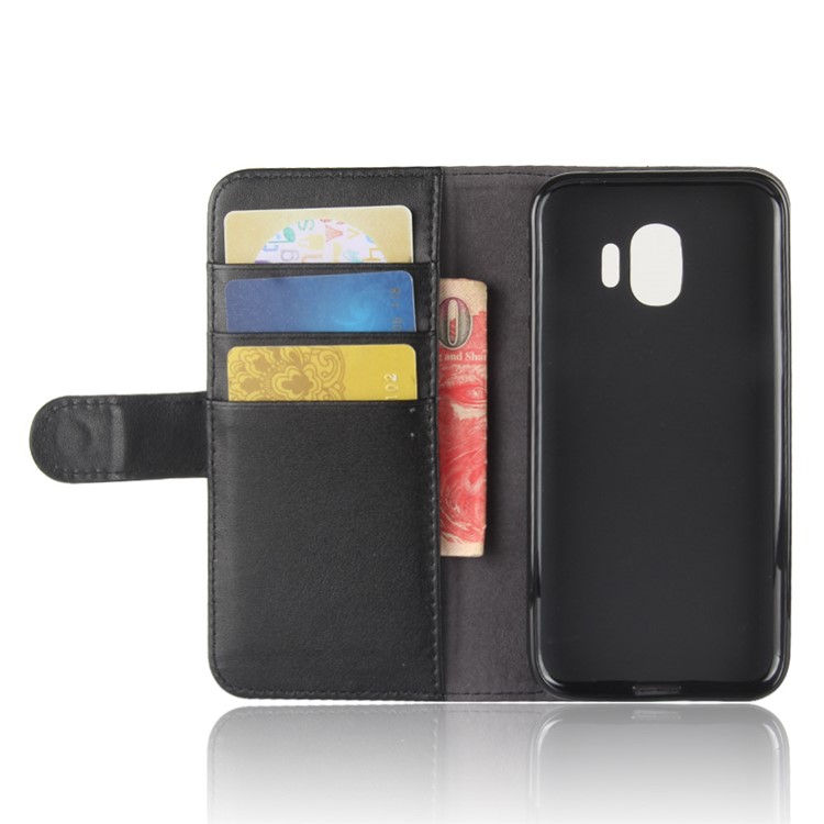 Split Leather Magnetic Wallet Phone Shell with Stand for Samsung Galaxy J2 Pro 2018 - Black-4