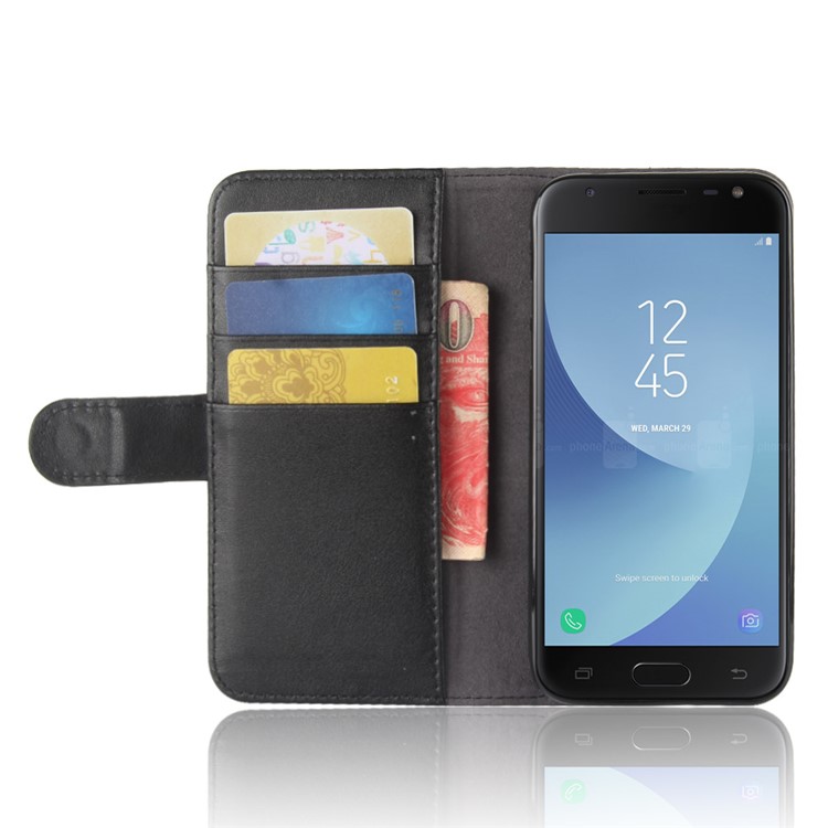 Split Leather Magnetic Wallet Phone Shell with Stand for Samsung Galaxy J2 Pro 2018 - Black-5