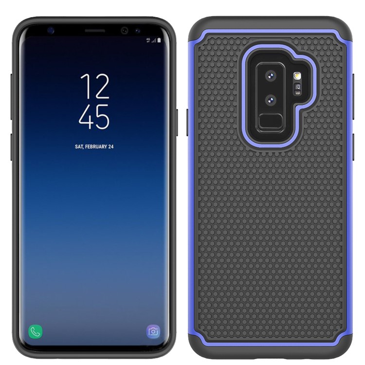 Football Grain PC + TPU Hybrid Case for Samsung Galaxy S9+ - Blue-1