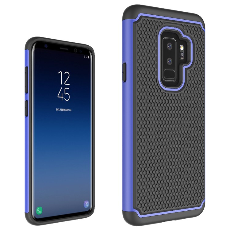 Football Grain PC + TPU Hybrid Case for Samsung Galaxy S9+ - Blue-2