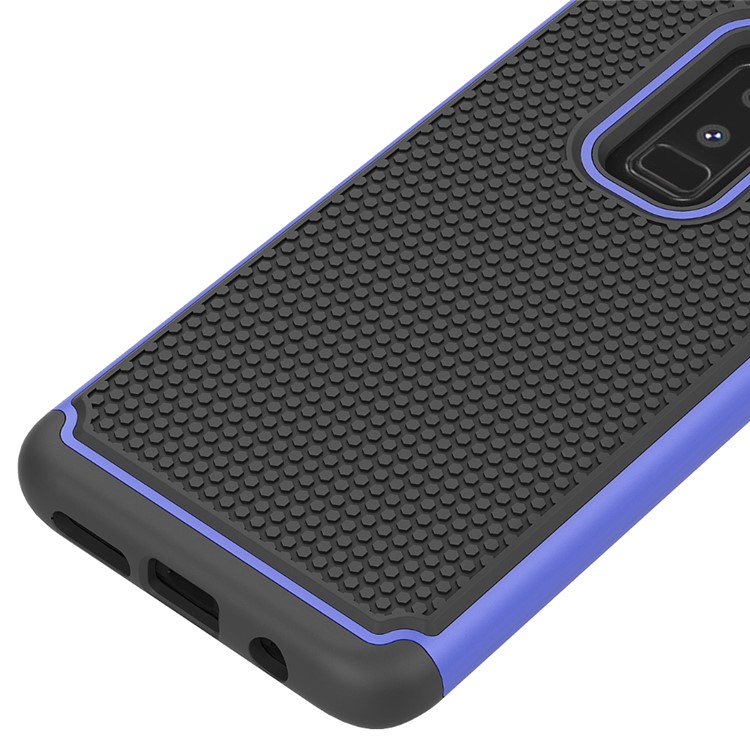 Football Grain PC + TPU Hybrid Case for Samsung Galaxy S9+ - Blue-4