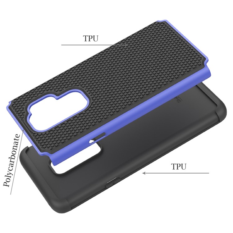 Football Grain PC + TPU Hybrid Case for Samsung Galaxy S9+ - Blue-6