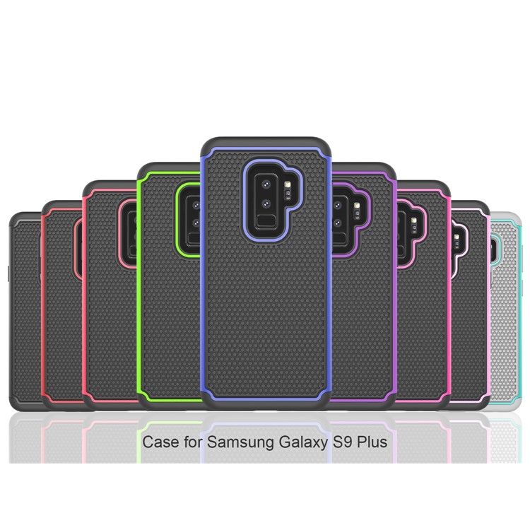 Football Grain PC + TPU Hybrid Case for Samsung Galaxy S9+ - Blue-7