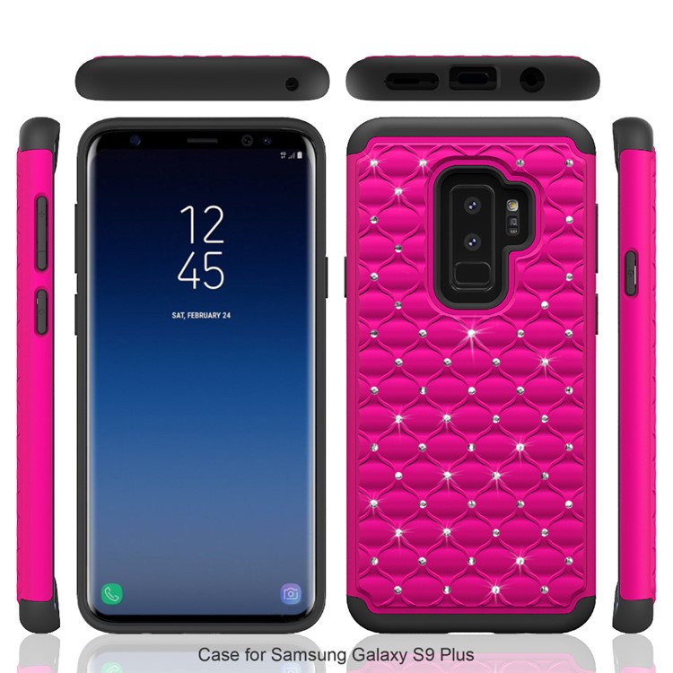 Starry Sky Rhinestones PC + TPU Hybrid Case for Samsung Galaxy S9 Plus - Rose-2