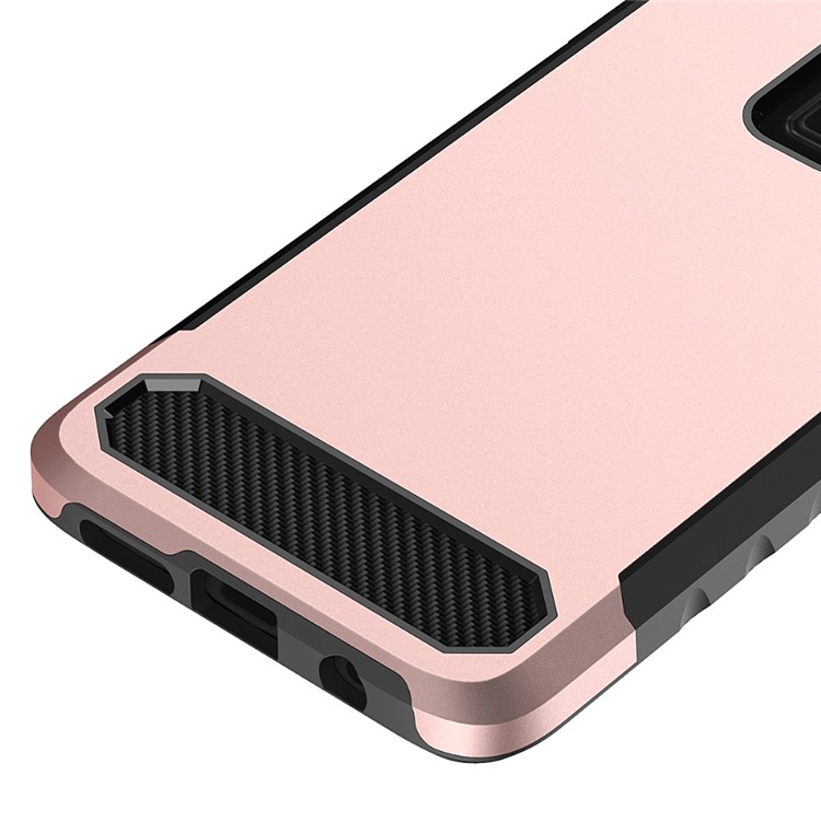 Carbon Fiber Texture PC + TPU Hybrid Phone Cover for Samsung Galaxy S9 Plus - Rose Gold + Black-4