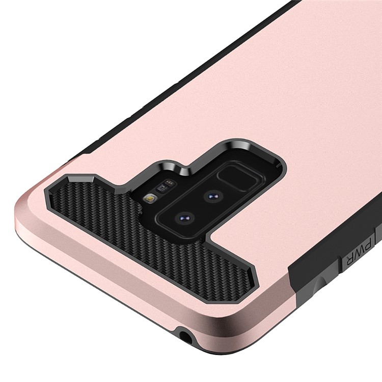Carbon Fiber Texture PC + TPU Hybrid Phone Cover for Samsung Galaxy S9 Plus - Rose Gold + Black-5