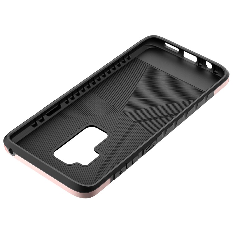Carbon Fiber Texture PC + TPU Hybrid Phone Cover for Samsung Galaxy S9 Plus - Rose Gold + Black-6