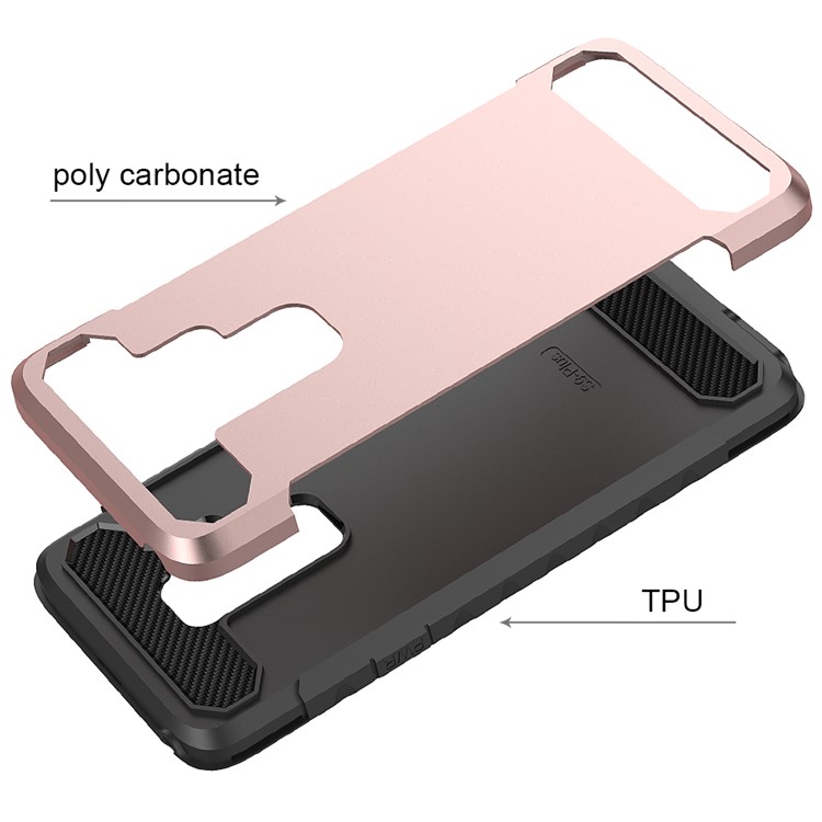 Carbon Fiber Texture PC + TPU Hybrid Phone Cover for Samsung Galaxy S9 Plus - Rose Gold + Black-9