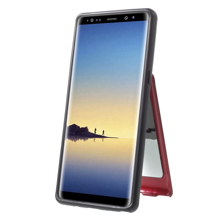 ROAR KOREA PC + TPU Protective Mirror Case with Kickstand for Samsung Galaxy Note 8 SM-N950 - Red-4