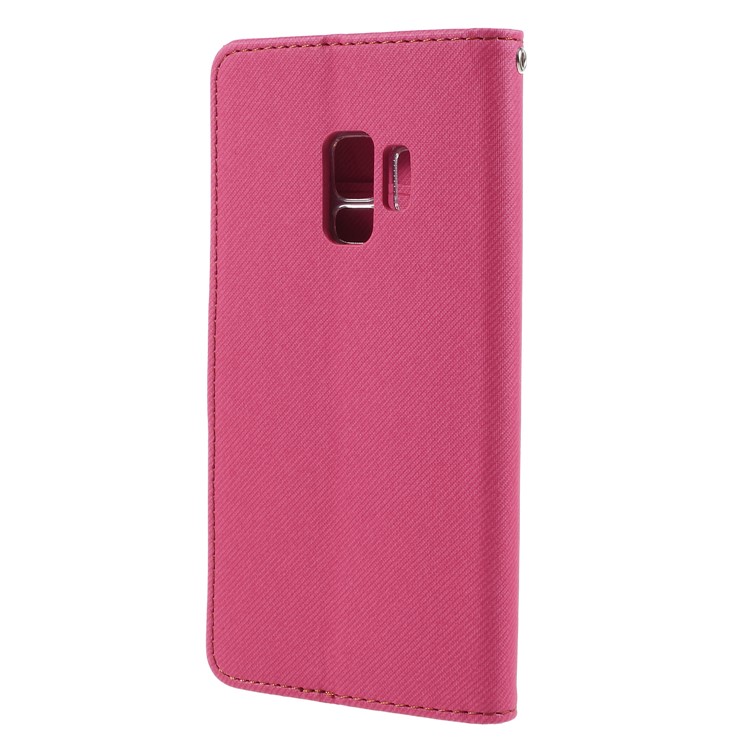 ROAR KOREA Twill Grain Wallet Stand Leather Folio Phone Case for Samsung Galaxy S9 - Rose-2