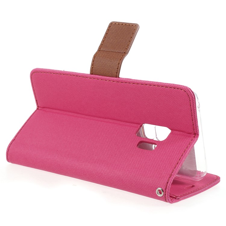 ROAR KOREA Twill Grain Wallet Stand Leather Folio Phone Case for Samsung Galaxy S9 - Rose-5
