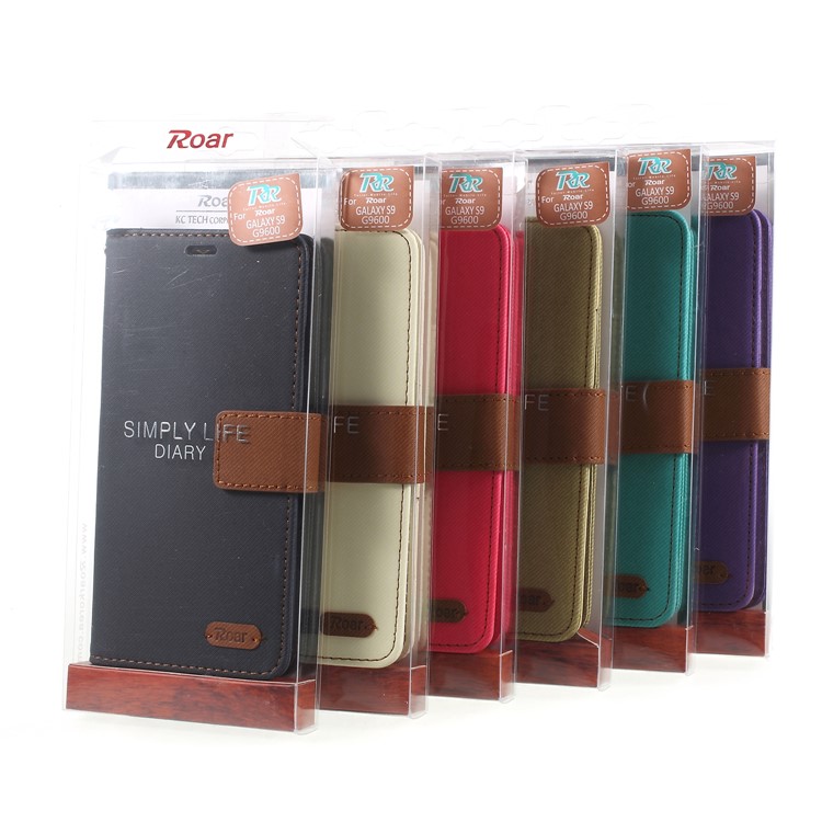 ROAR KOREA Twill Grain Wallet Stand Leather Folio Phone Case for Samsung Galaxy S9 - Rose-7