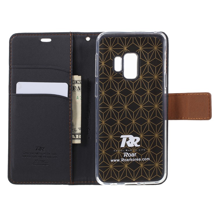 ROAR KOREA Twill Grain Wallet Leather Stand Case for Samsung Galaxy S9 G960 - Black-6