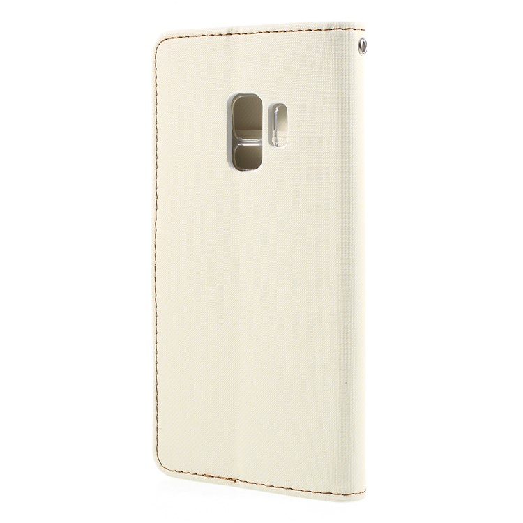 ROAR KOREA Twill Grain Wallet Stand Leather Phone Cover for Samsung Galaxy S9 - White-2