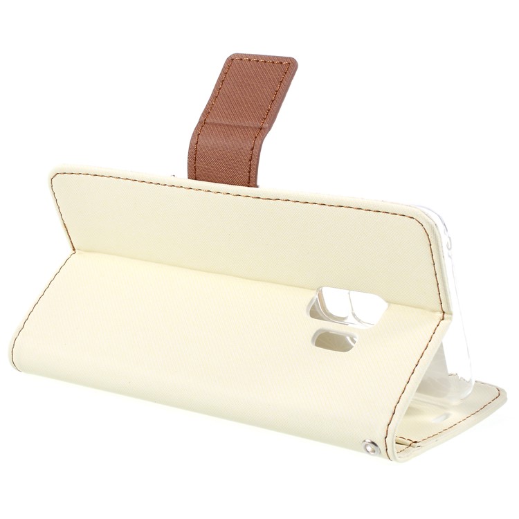 ROAR KOREA Twill Grain Wallet Stand Leather Phone Cover for Samsung Galaxy S9 - White-5