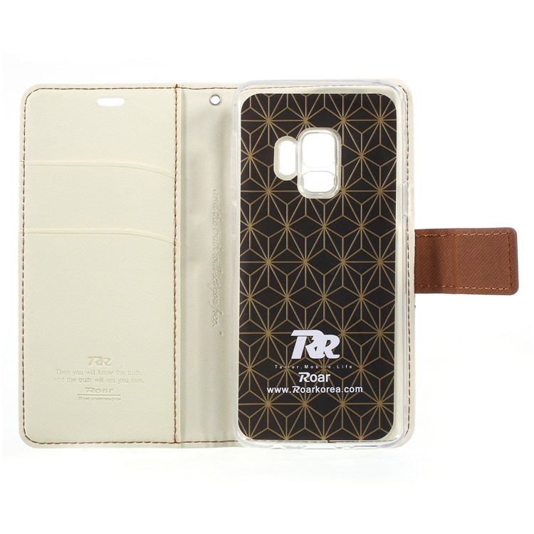 ROAR KOREA Twill Grain Wallet Stand Leather Phone Cover for Samsung Galaxy S9 - White-6