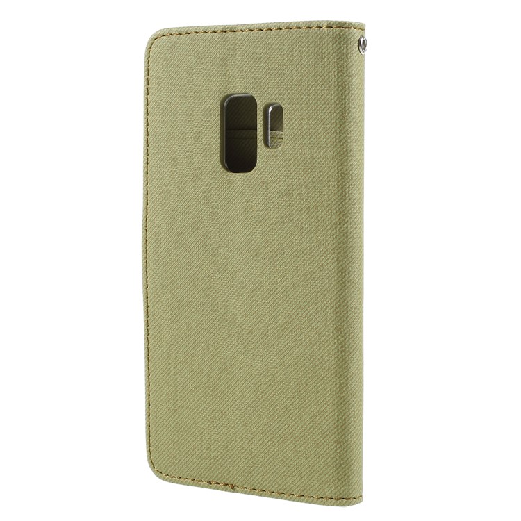 ROAR KOREA Twill Grain Wallet Stand Leather Folio Flip Case for Samsung Galaxy S9 - Khaki-2