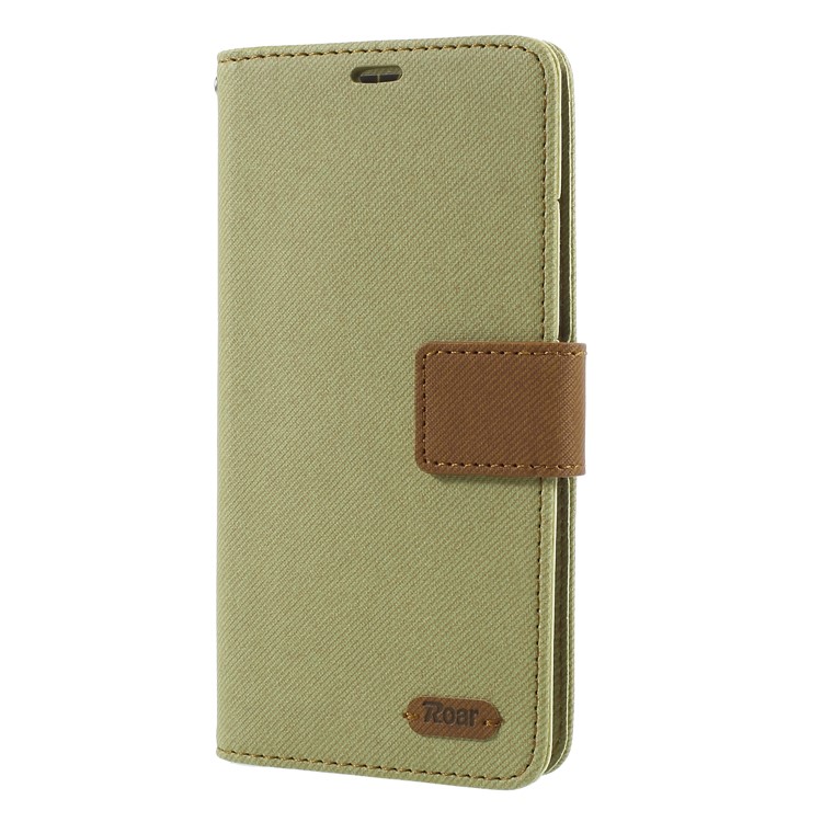 ROAR KOREA Twill Grain Wallet Stand Leather Folio Flip Case for Samsung Galaxy S9 - Khaki-3