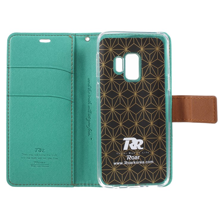 ROAR KOREA Twill Grain Wallet Stand Leather Case Phone Accessory for Samsung Galaxy S9 - Green-6