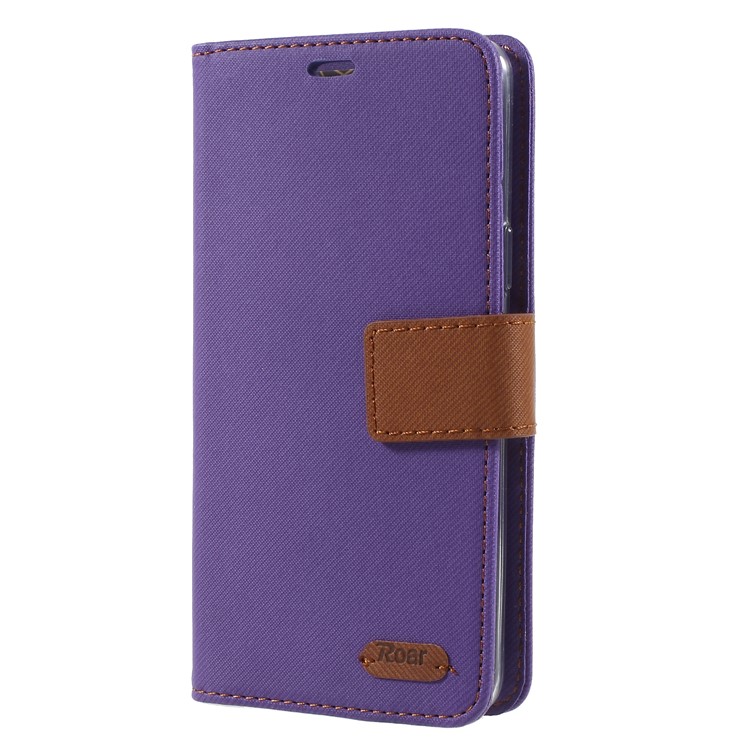ROAR KOREA Twill Grain Wallet Stand Leather Protective Cover Case for Samsung Galaxy S9 - Purple-3