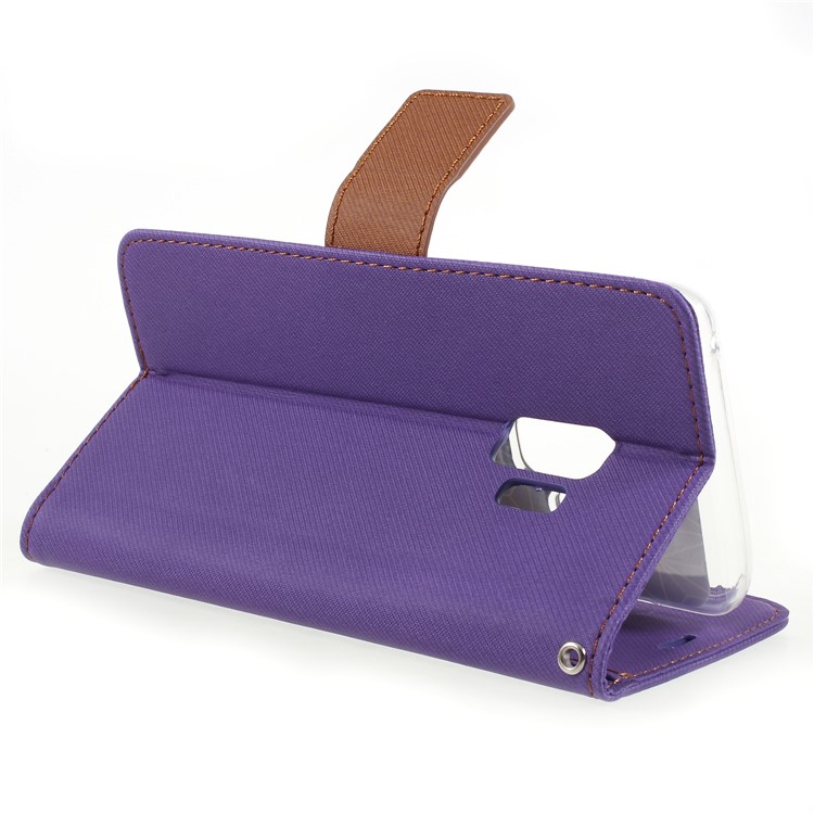 ROAR KOREA Twill Grain Wallet Stand Leather Protective Cover Case for Samsung Galaxy S9 - Purple-5