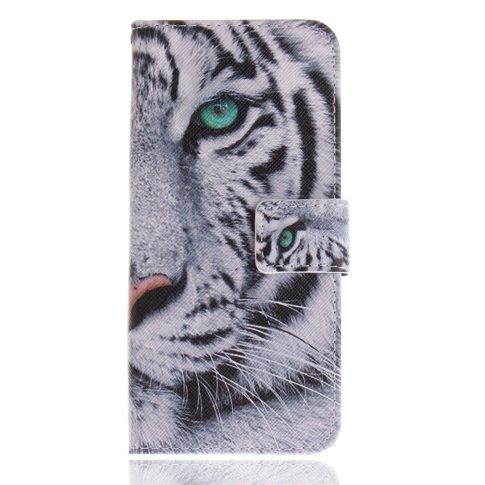 Patterned PU Leather Wallet Stand Protective Mobile Phone Shell for Samsung Galaxy S9 - Tiger-2
