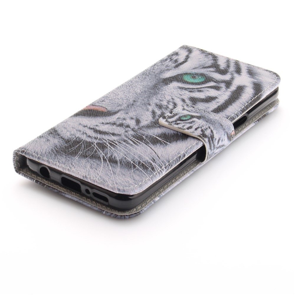 Patterned PU Leather Wallet Stand Protective Mobile Phone Shell for Samsung Galaxy S9 - Tiger-6