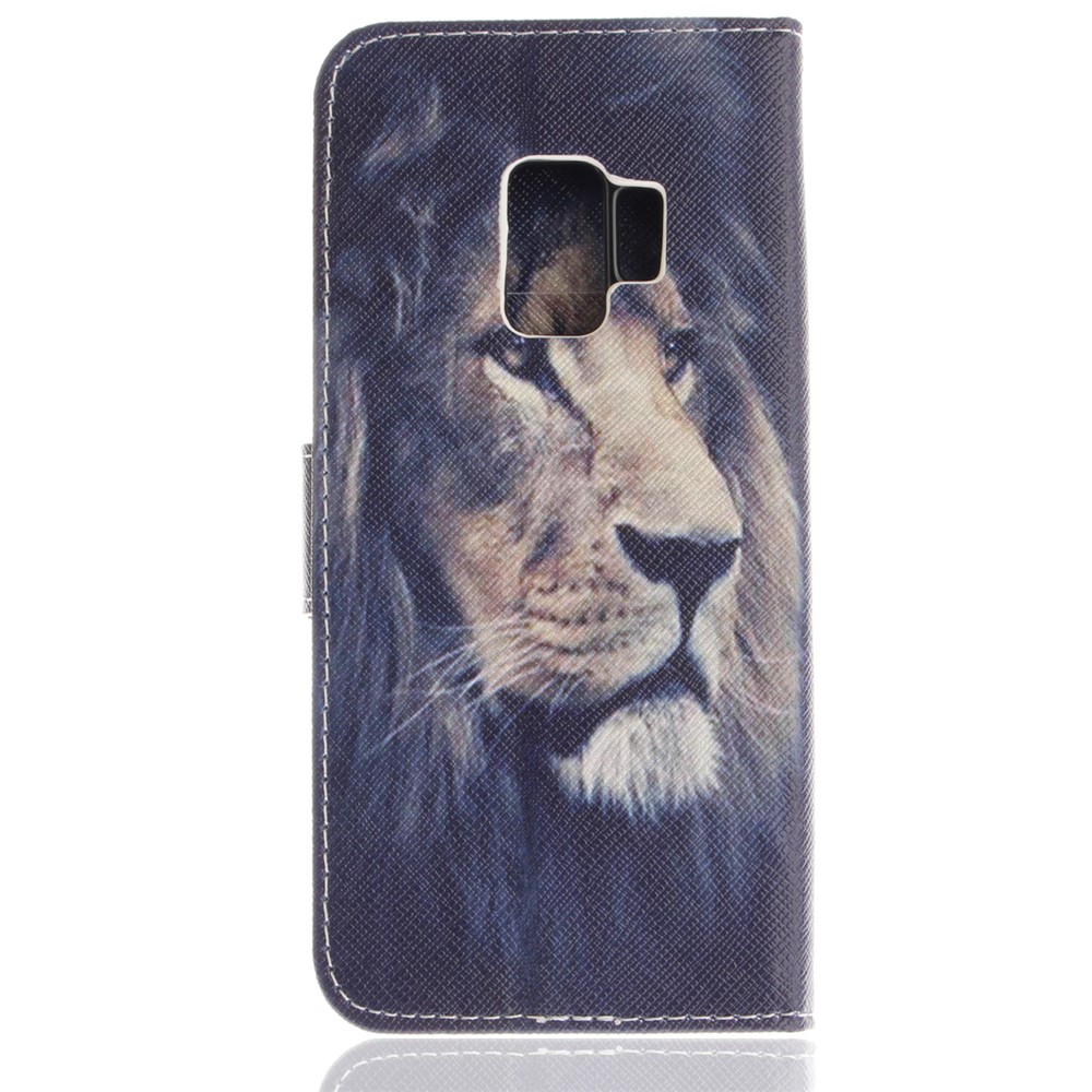 Patterned PU Leather Wallet Stand Protective Mobile Phone Case for Samsung Galaxy S9 G960 - Desperate Lion-3