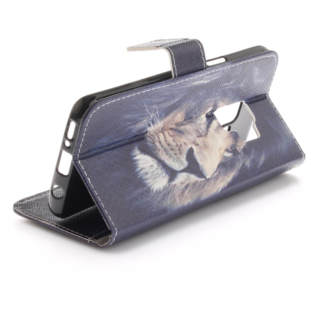 Patterned PU Leather Wallet Stand Protective Mobile Phone Case for Samsung Galaxy S9 G960 - Desperate Lion-5