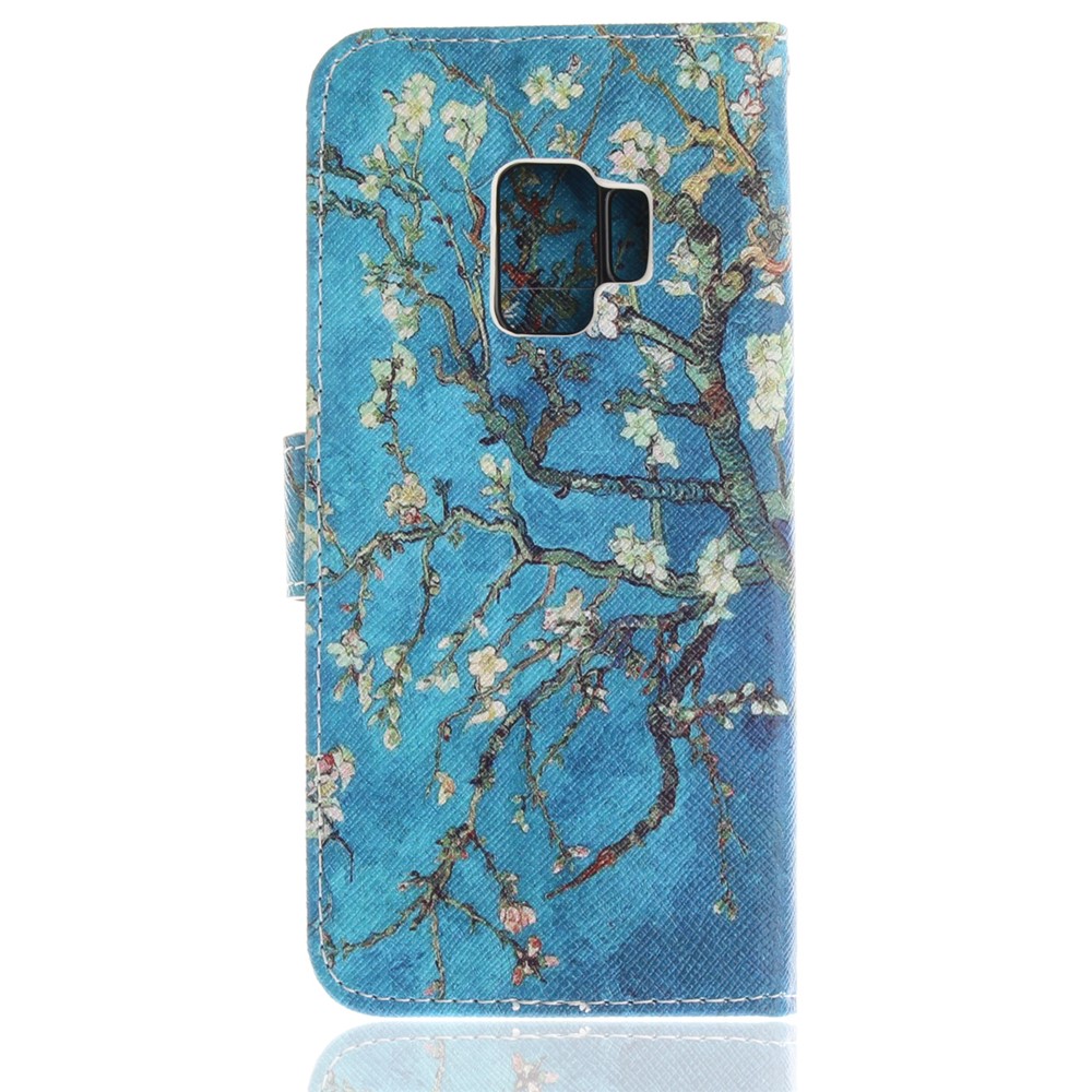 Patterned PU Leather Wallet Stand Protective Mobile Phone Cover for Samsung Galaxy S9 - Wintersweet-3