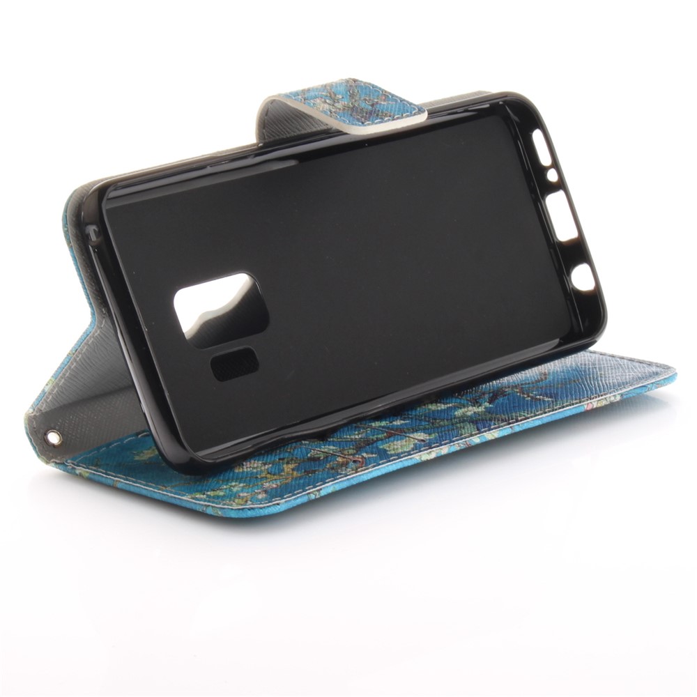 Patterned PU Leather Wallet Stand Protective Mobile Phone Cover for Samsung Galaxy S9 - Wintersweet-4