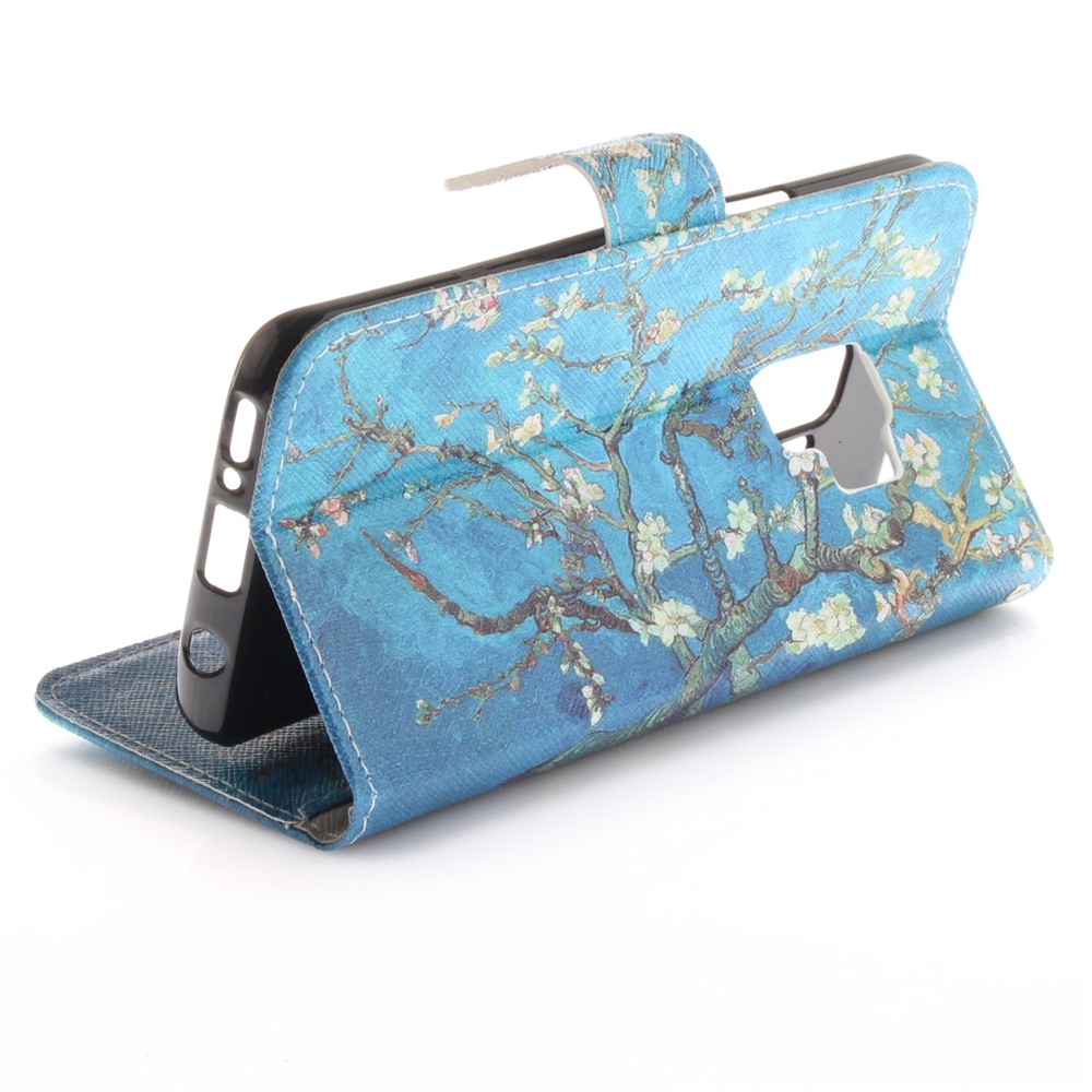 Patterned PU Leather Wallet Stand Protective Mobile Phone Cover for Samsung Galaxy S9 - Wintersweet-5