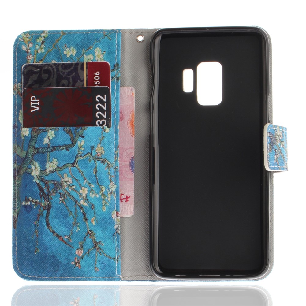 Patterned PU Leather Wallet Stand Protective Mobile Phone Cover for Samsung Galaxy S9 - Wintersweet-8