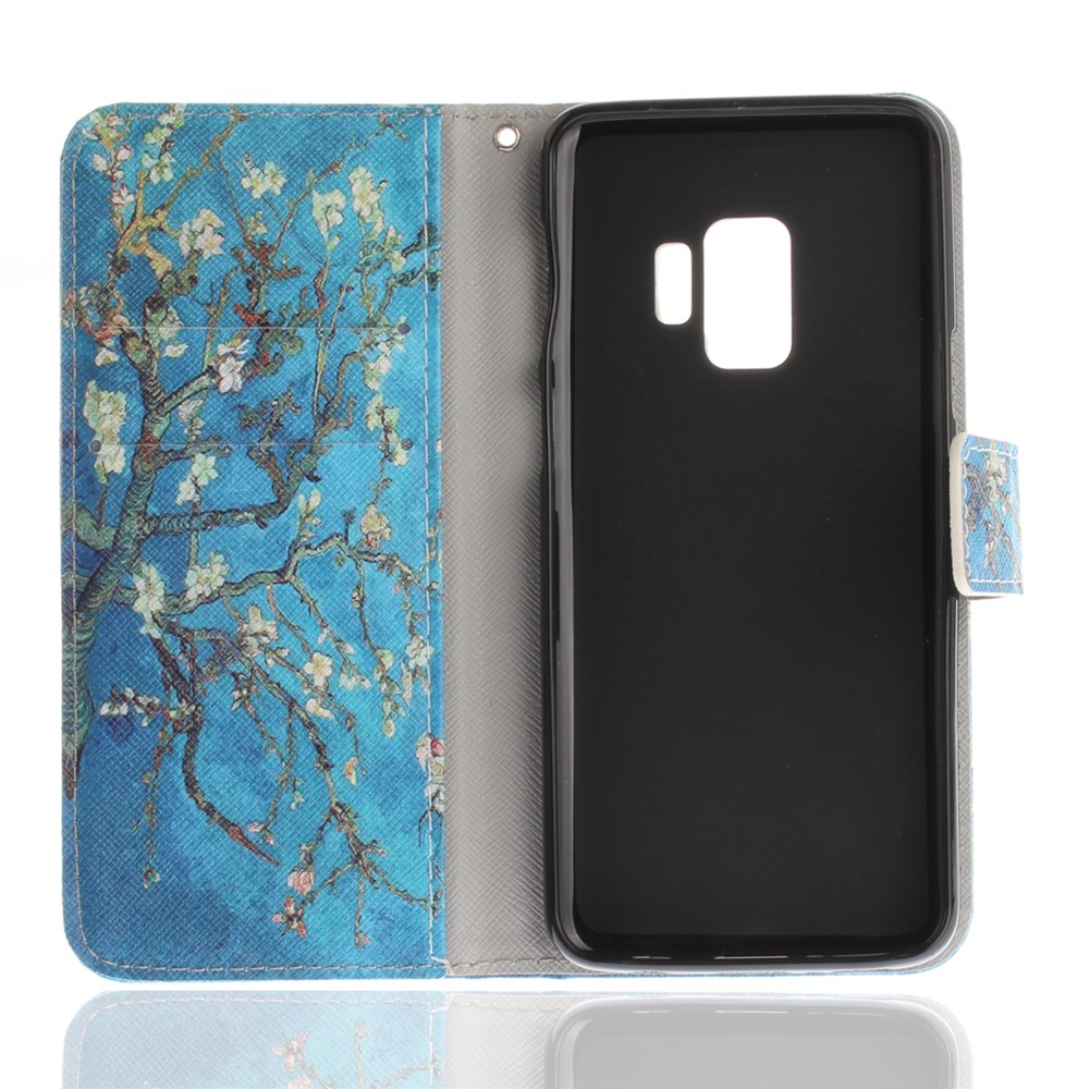 Patterned PU Leather Wallet Stand Protective Mobile Phone Cover for Samsung Galaxy S9 - Wintersweet-9