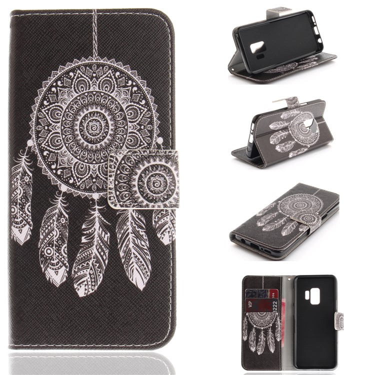 Patterned PU Leather Wallet Stand Protective Mobile Phone Casing for Samsung Galaxy S9 - Dream Catcher-1