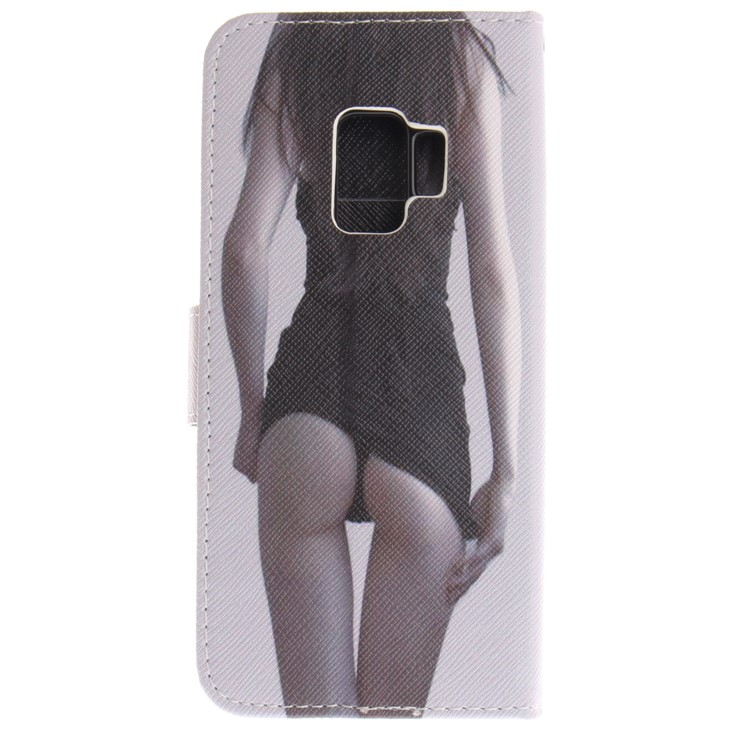 Patterned PU Leather Wallet Stand Protective Cell Phone Shell for Samsung Galaxy S9 G960 - Hot Girl-3