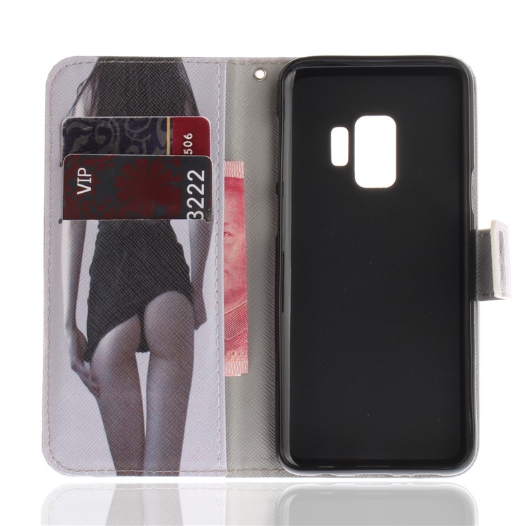 Patterned PU Leather Wallet Stand Protective Cell Phone Shell for Samsung Galaxy S9 G960 - Hot Girl-8