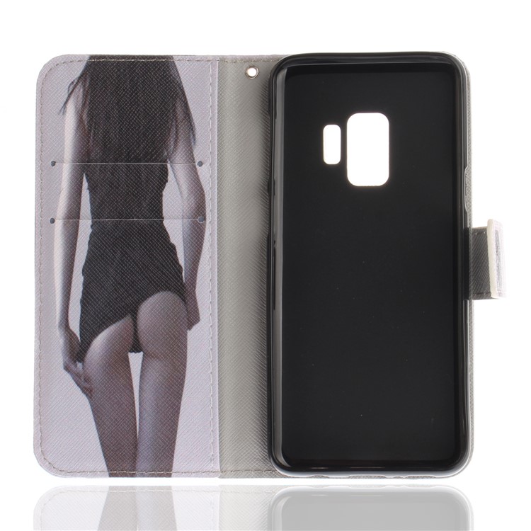 Patterned PU Leather Wallet Stand Protective Cell Phone Shell for Samsung Galaxy S9 G960 - Hot Girl-9