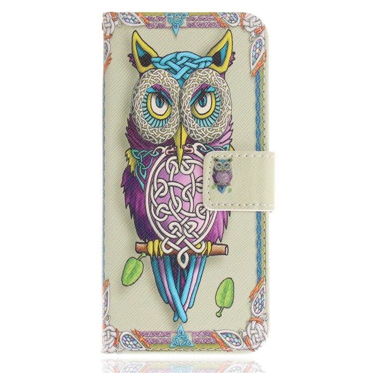 Patterned PU Leather Wallet Stand Protective Cell Phone Cover for Samsung Galaxy S9 G960 - Owl-2