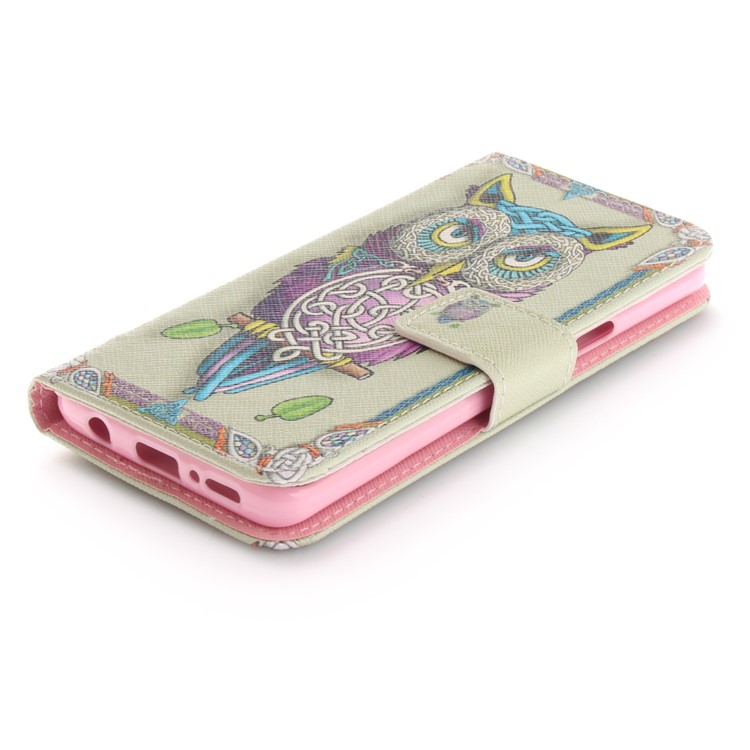 Patterned PU Leather Wallet Stand Protective Cell Phone Cover for Samsung Galaxy S9 G960 - Owl-6