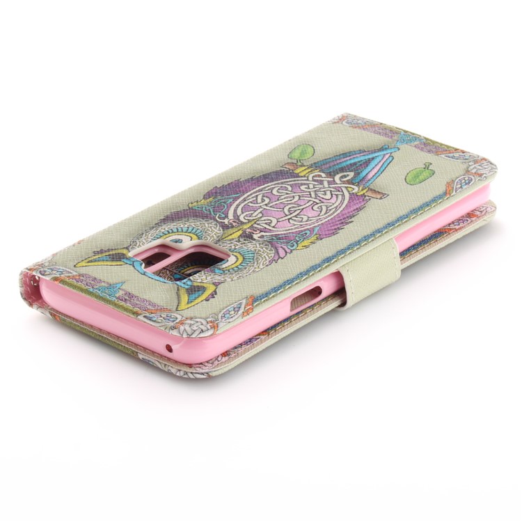 Patterned PU Leather Wallet Stand Protective Cell Phone Cover for Samsung Galaxy S9 G960 - Owl-7