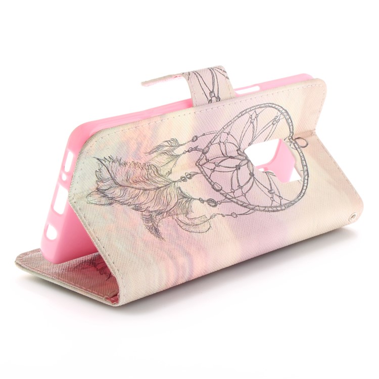 Patterned PU Leather Wallet Stand Protective Cell Phone Casing for Samsung Galaxy S9 - Dream Catcher in Sky-5