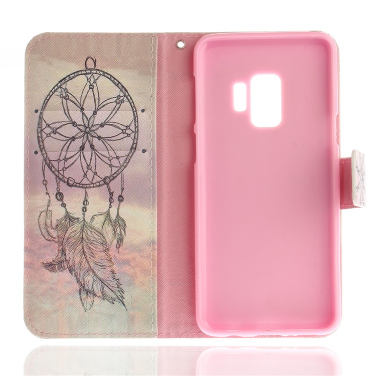 Patterned PU Leather Wallet Stand Protective Cell Phone Casing for Samsung Galaxy S9 - Dream Catcher in Sky-9