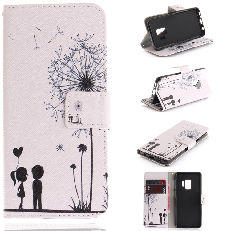 Patterned PU Leather Wallet Stand Protective Shell for Samsung Galaxy S9 G960 - Dandelion-1