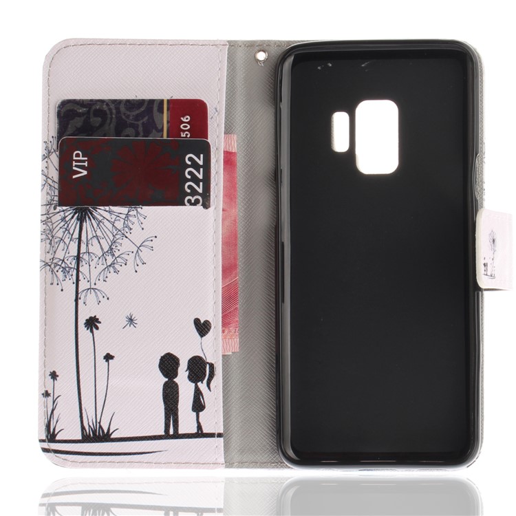Patterned PU Leather Wallet Stand Protective Shell for Samsung Galaxy S9 G960 - Dandelion-8