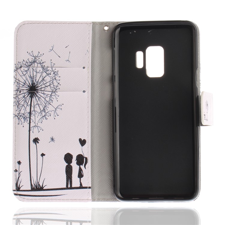 Patterned PU Leather Wallet Stand Protective Shell for Samsung Galaxy S9 G960 - Dandelion-9